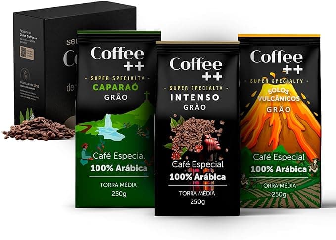 Kit 3 Pacotes Café Especial em Grãos Coffee Mais Caparaó, Solos Vulcânicos e Intenso - 3 x 250 Gramas