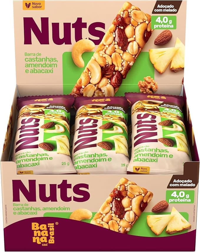 Banana Brasil - Barra De Castanhas Nuts e Abacaxi - (12 unidades de 25g)