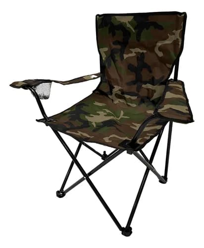 Cadeira Camping Dobravel Camuflada Porta Copo Ate 150kg