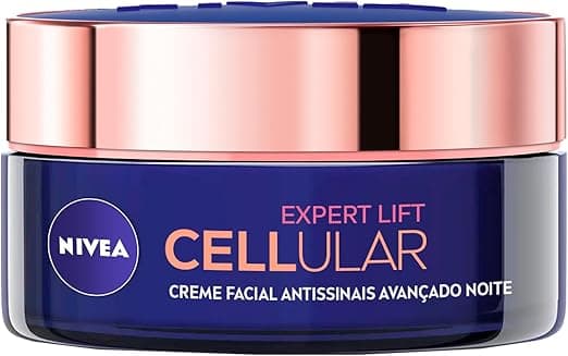 NIVEA Creme Facial Antissinais Cellular Lift Noite 50ml, Fortalece a Pele, Reduz Rugas, Estimula Colágeno, Bakuchiol Puro, Cuidado Noturno