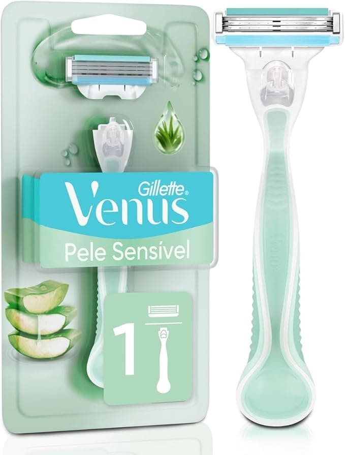 Gillette Venus Pele Sensível Aparelho de Depilar Recarregável com Aloe Vera, 1 Unidade