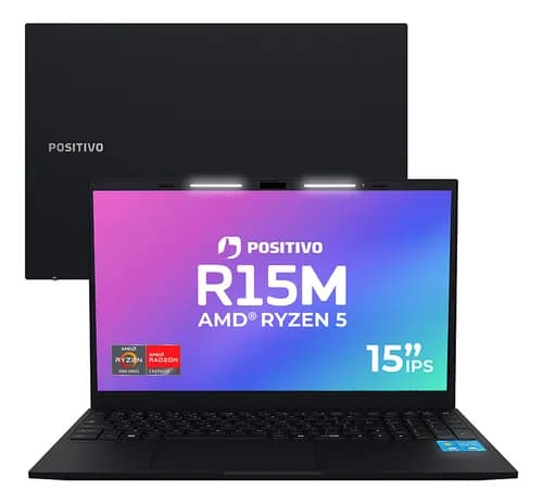 Notebook Positivo Vision R15m Amd Ryzen 5-5625u Linux 8gb Ram 256gb Ssd Wi-fi 6 Tela 15 Full Hd Ips Antirreflexo - Permite Upgrade De Memória Ram E Ssd - Preto