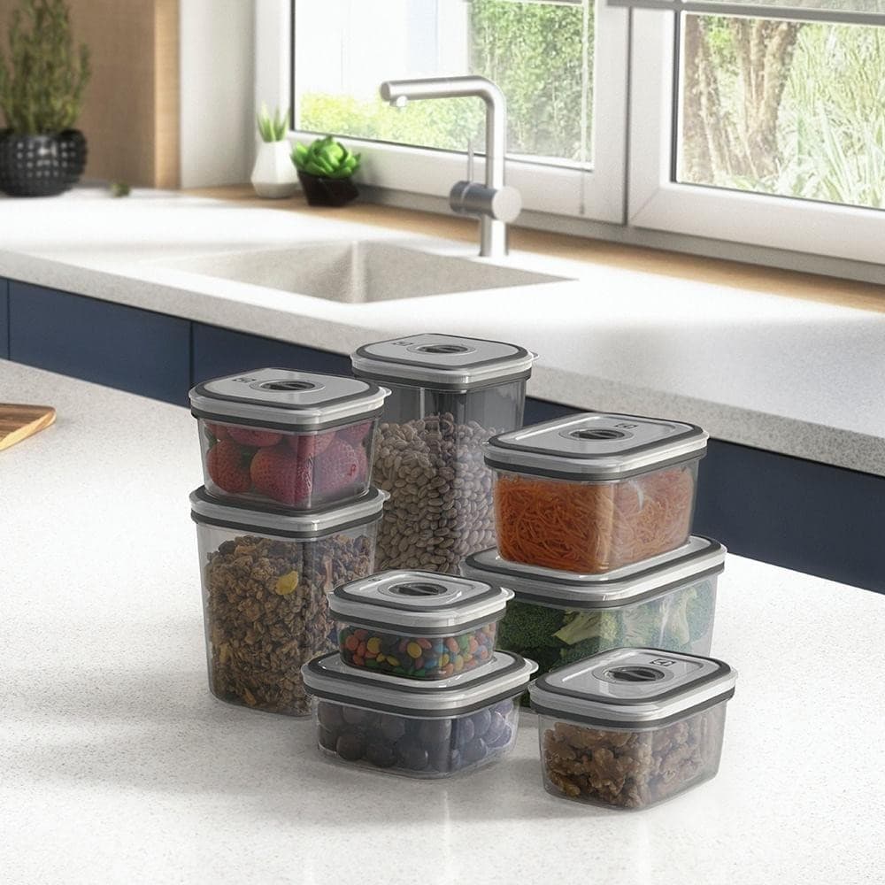 Potes Herméticos Electrolux de Plástico Cinza Escuro Retangular com 8 Unidades