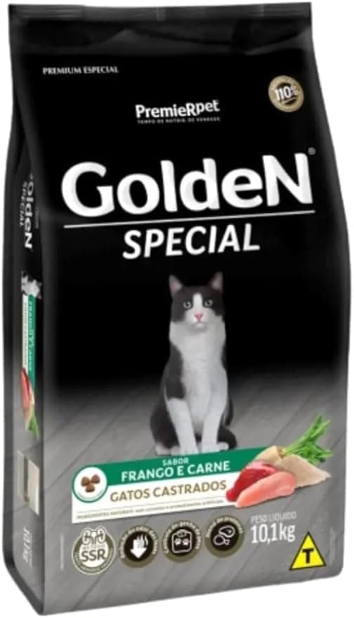 PremieR Pet Golden Special Ração Seca para Gatos Castrados Sabor Frango e Carne 10,1kg