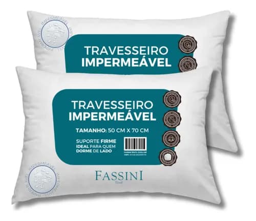 2 Travesseiros Antialérgico Impermeável 50x70 Lavável