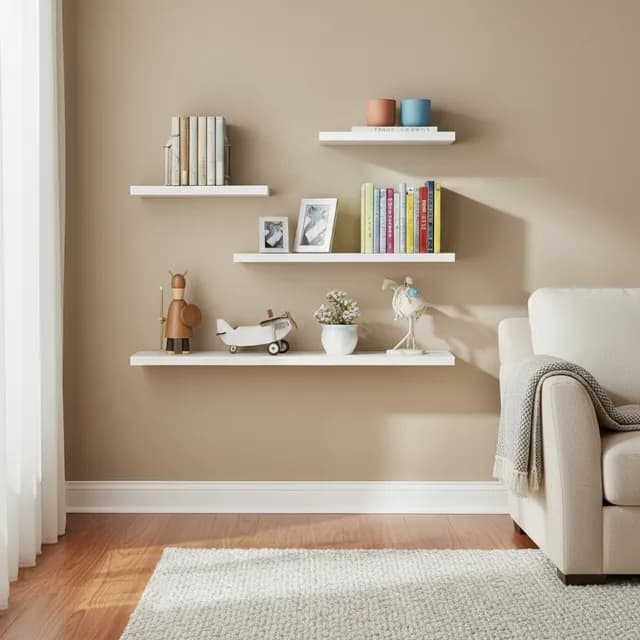 Kit 4 Prateleiras Lisa 20/30/40/50 Nicho Branco Branco