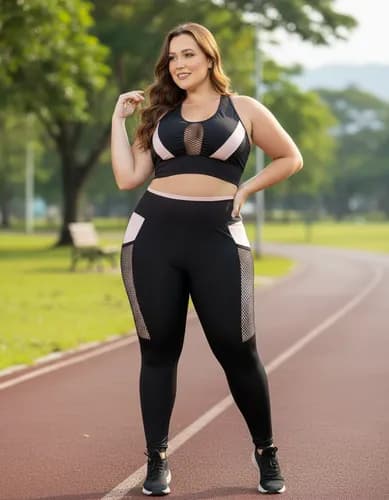 Conjunto Academia Top E Calça Plus Size Com Bolso Treino