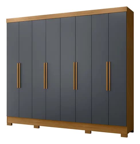 Guarda Roupas Casal 8 Portas 4 Gavetas Diplomata Casal Moval Freijó e Cinza