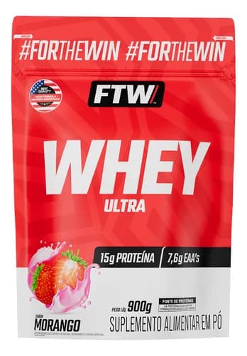Whey Concentrado Ultra Protein Refil 900g Sabor Morango - FTW