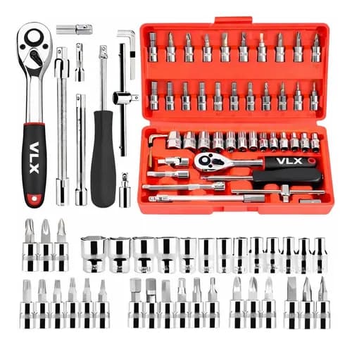 Kit Chaves Ferramentas Jogo Fenda Philips Catraca Soquete Allen 46 Peças com Maleta Completa Manual Ideal Mecânico Manutenção Casa Carro Profissional Resistente Portátil Compacto luztudo