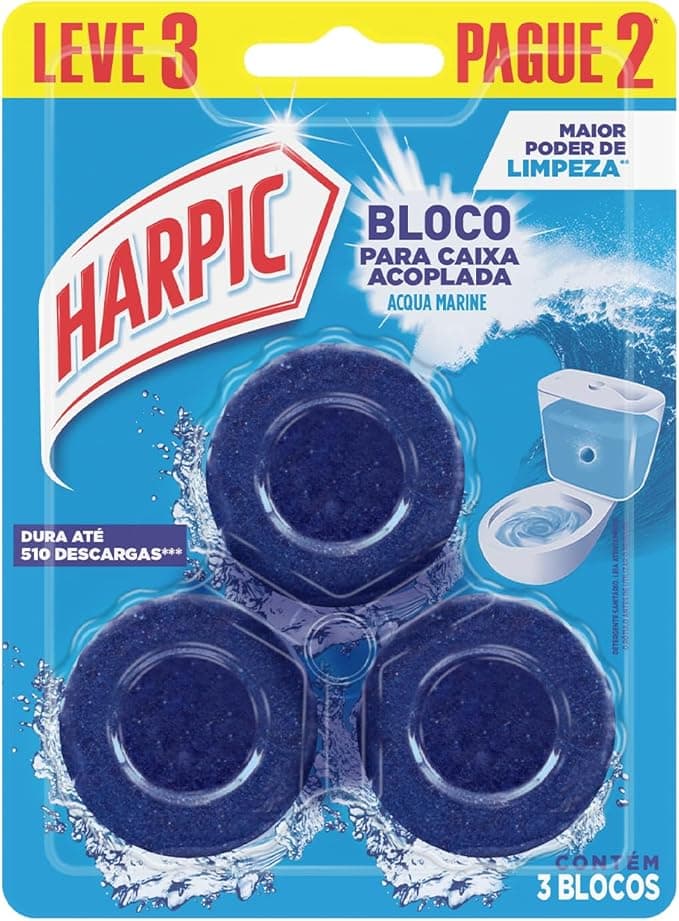 Harpic Limpador e Aromatizador Sanitário para Caixa Acoplada Marine 3 unidades