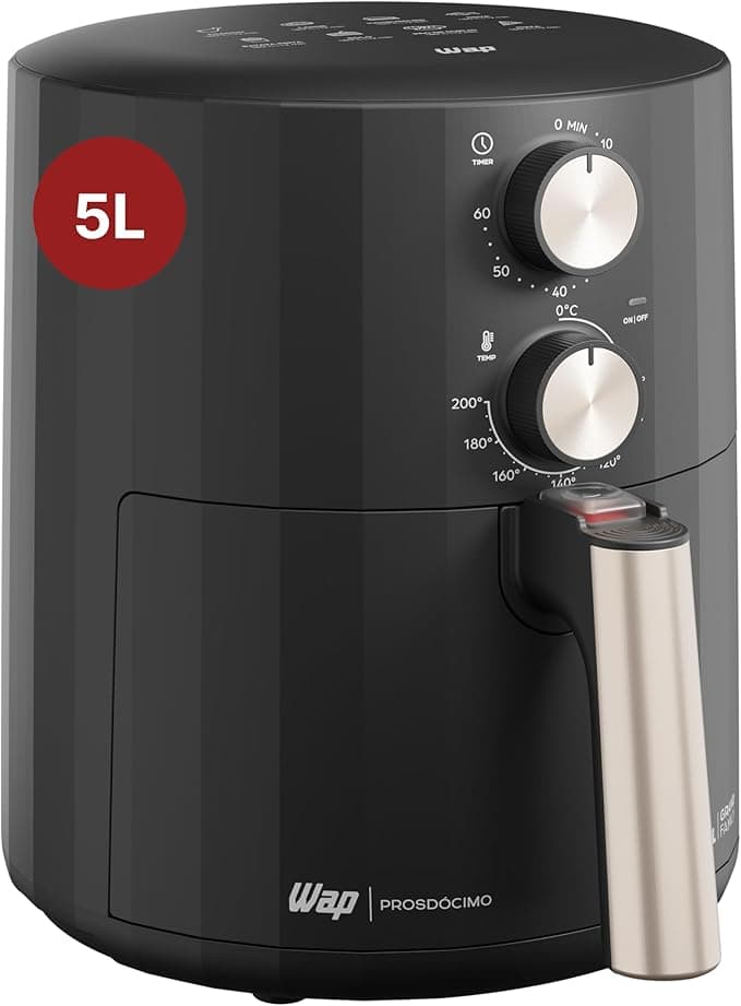 WAP Fritadeira Elétrica Air Fryer GRAND FAMILY 5 Litros, Temperatura Ajustável, Revestimento Antiaderente, 1500W 127V
