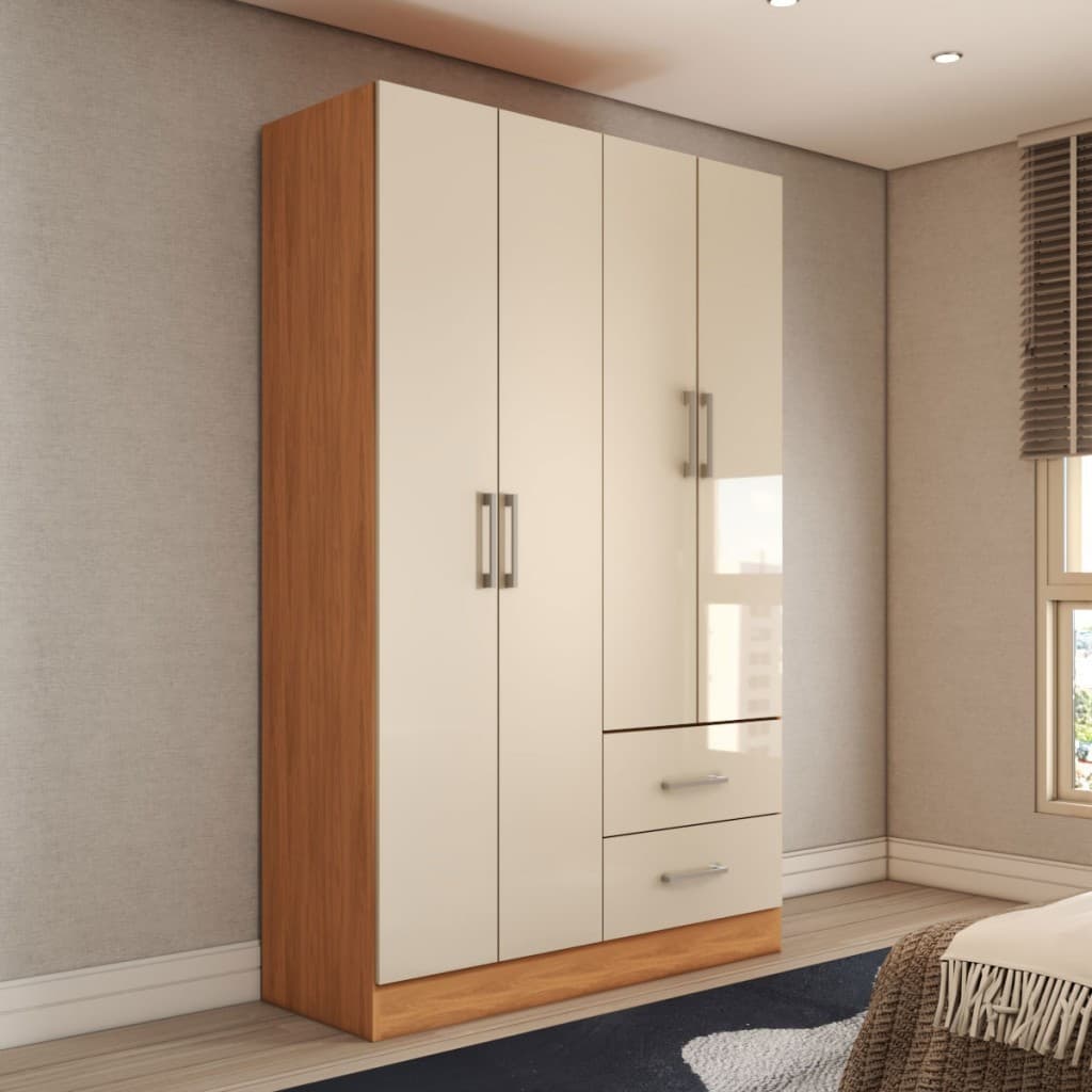 Guarda-Roupa Solteiro Paraná 4 Portas 2 Gavetas - Panorama Móveis