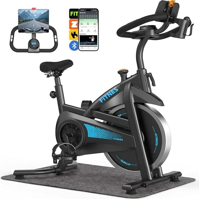 Bicicleta Ergométrica Spinning Profissional Wizo - Inércia 12kg, Suporta 150kg, Silenciosa, Ajustável para Altura 1.50m a 2m Tapete de Proteção Incluso Bike Ergometrica para Apartamento