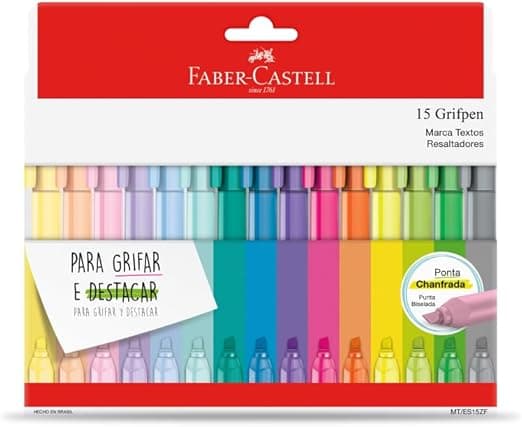 Caneta Marca Texto, Faber-Castell, Grifpen, 15 Cores, Cor: Multicor
