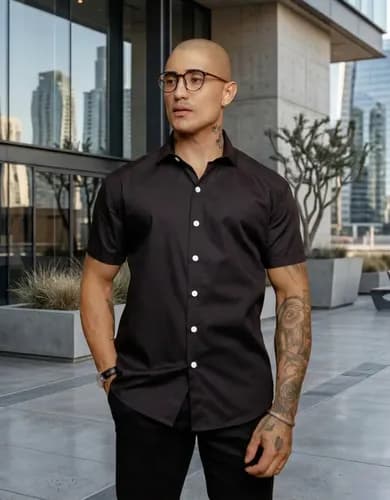 Camisa Social Masculina Gola Italiana Confortável