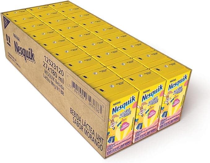 Bebida Lactea NESQUIK Morango 180ml - 27 unidades
