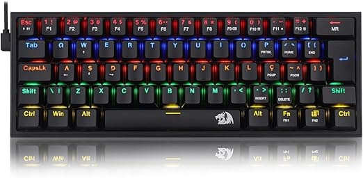 Teclado Mecanico Gamer Fizz Rainbow Preto Switch Marrom