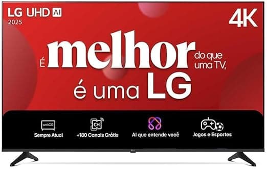 Smart TV 4K 43" LG UHD 43UA75 Processador α7 AI Ger8 4K Super Upscaling Google Cast Alexa Integrado Controle Remoto Padrão WebOS 25