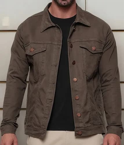 Jaqueta Masculina Sarja Jeans Slim Cores Clássicas Premium