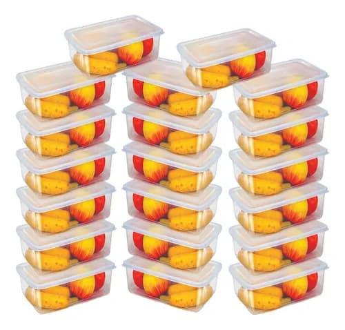 Kit 20 Potes 500 Ml Transparente Marmita Fitness Bpa Free Reutilizável Tampa Hermética