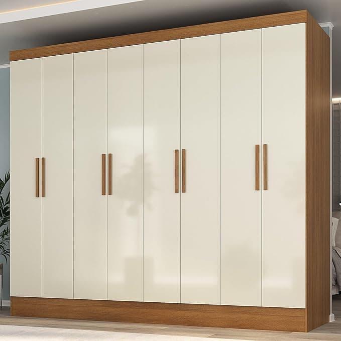 Guarda Roupa Casal 8 Portas 4 Gavetas Jatobá Yescasa Cinamomo/Off White