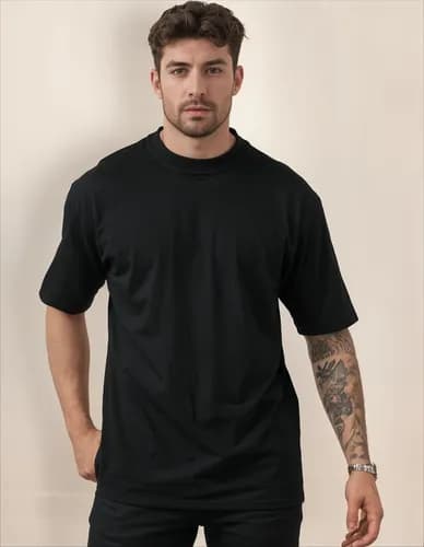 Camiseta Masculina Oversized Gola Alta Basica Streetwear