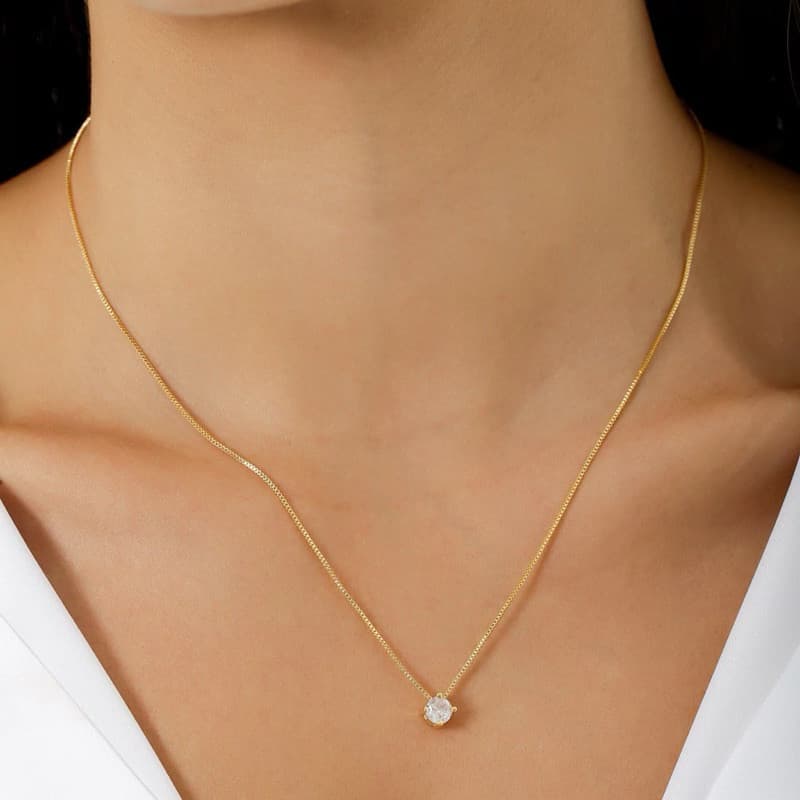 Colar Feminino com Zircônia Folheado a Ouro 18K