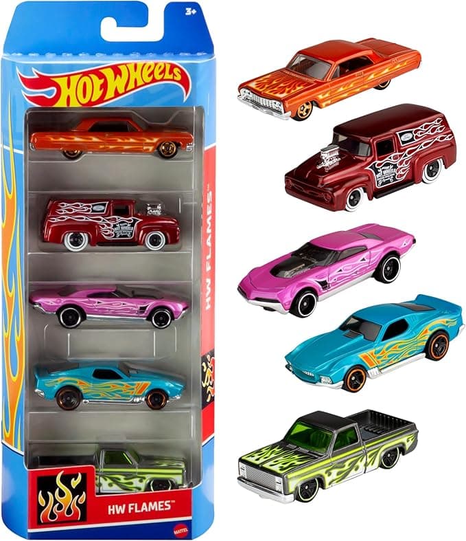 Pacote 5 Carros Sortidos, Hot Wheels, Mattel, Multicor