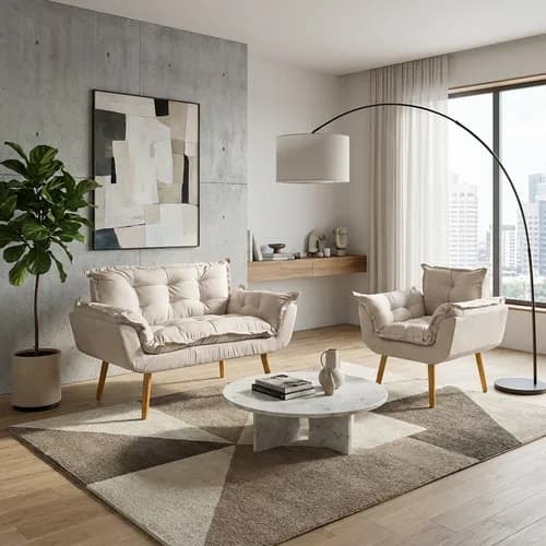 Kit Sofá 2 Lugares Namoradeira E Poltrona Decorativa Alice