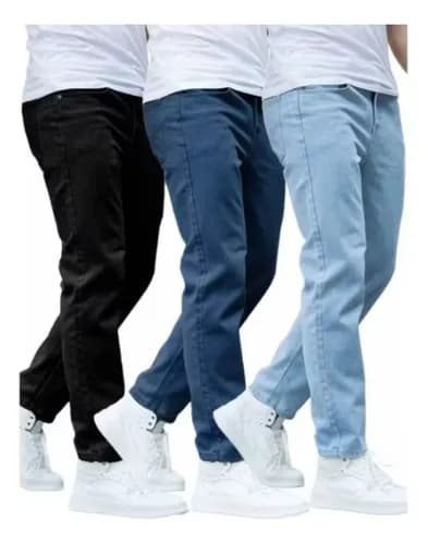Kit 3 Calças Jeans Masculina Premium Skinny Tradicional Nf
