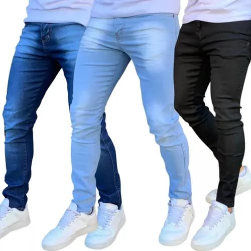 Kit 3 Calça Jeans Masculina Skinny Costura Reforçada