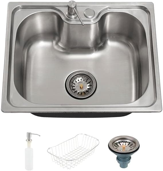 Pingoo.Casa, Cuba Para Cozinha Com Acessórios, 40x50x13 cm, Gourmet, Com Borracha Anti-ruído, Aço Inox Escovado, Inclui Cesto Escorredor, Dosador De Detergente 300ml, Válvula De Escoamento