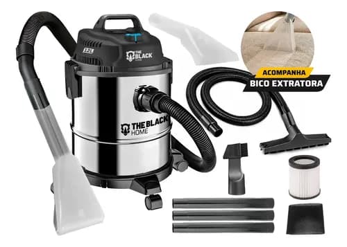 Aspirador De Pó E Água Inox Turbo 12 Litros 1200w Com Soprador E Bico Extratora Multiuso Tbac120 The Black Tools - 220V