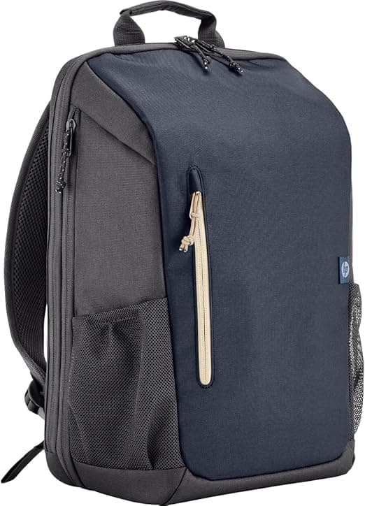 Mochila HP Travel - para Notebook de até 15,6 Polegadas, Multi-compartimentos, Expansível até 21L, com Alças Acolchoadas, Exterior Feito de Materiais Reciclados, Azul (6B8U7AA)