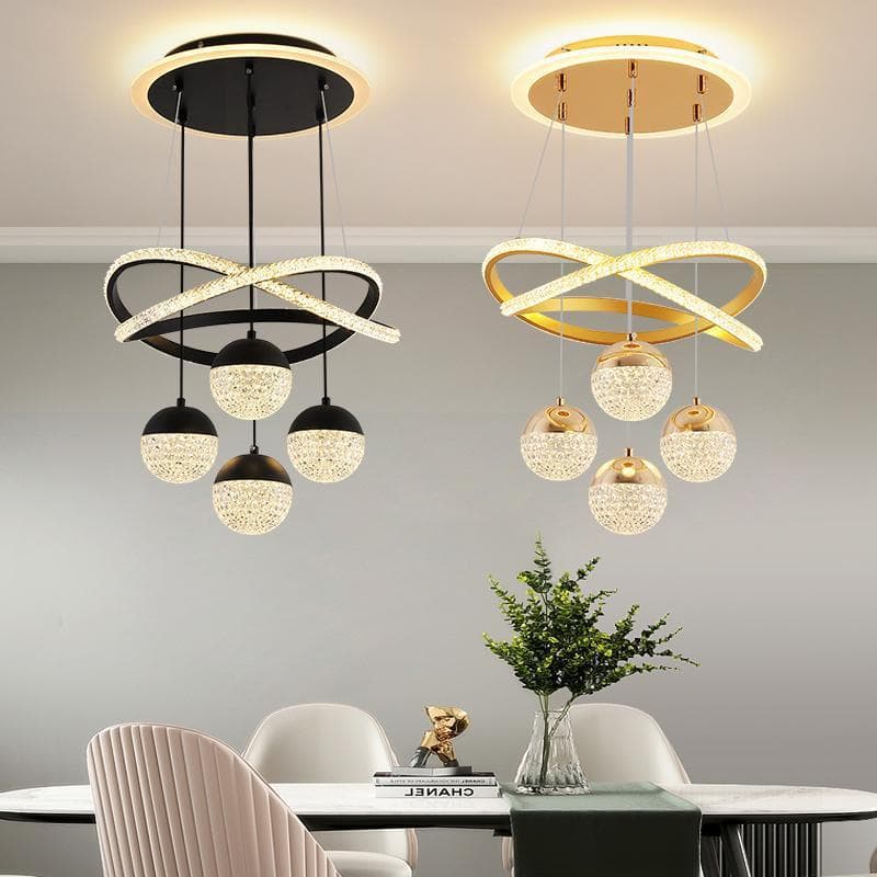 Lustre de Cristal 3 Cores, Lustre para Sala de Jantar e Quarto Moderno de Cristal 110V/220V -O16