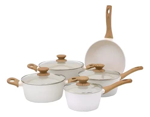 Jogo de panelas de cozinha Mimo Style Cook Style Marmol com 5 peças mármol branco