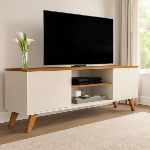 Rack Sala Estante Tv 58 Polegadas Home Bancada Helena