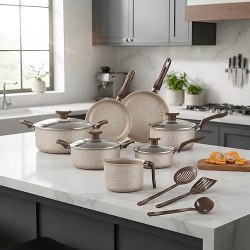 Conjunto De Panelas Antiaderente 10 Peças Coffee Cappuccino