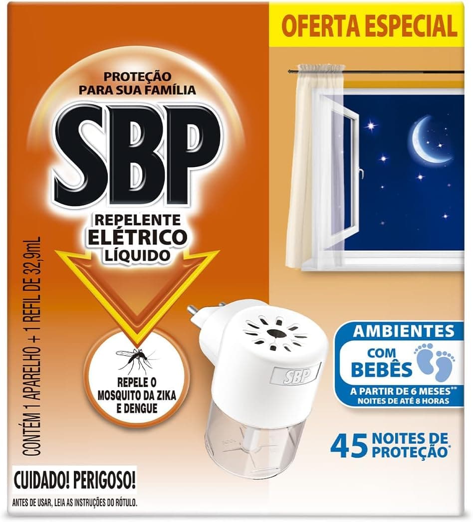 Repelente Elétrico Líquido SBP 45 Noites Novo Aparelho + Refil