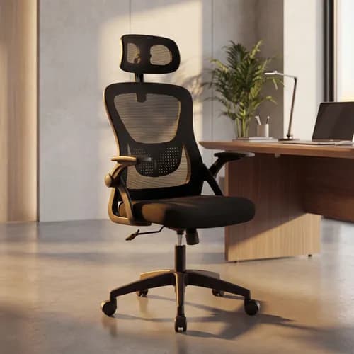 Cadeira Escritório Ergonômica Astrella Preta Mesh Giratória Preto Mesh