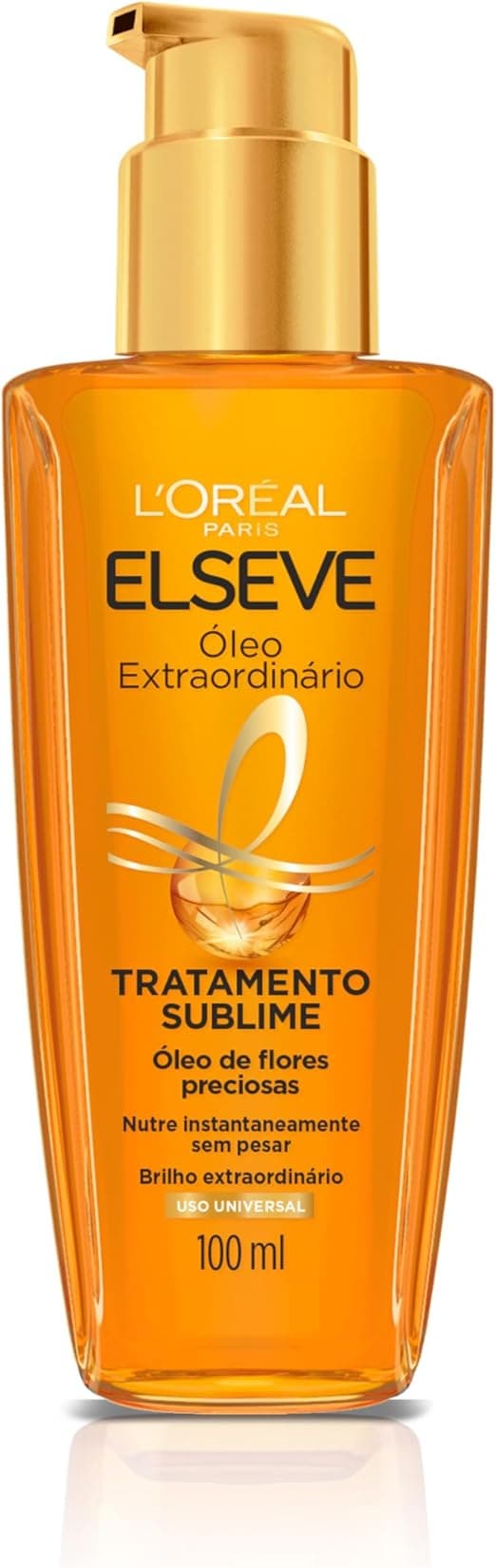 L'Oréal Paris Elseve Óleo Extraordinário Finalizador Capilar, Nutrição Profunda com 6 Óleos Preciosos, Anti-Frizz, Proteção Térmica até 230°C, Brilho Intenso para Todos os Tipos de Cabelo, 100ml