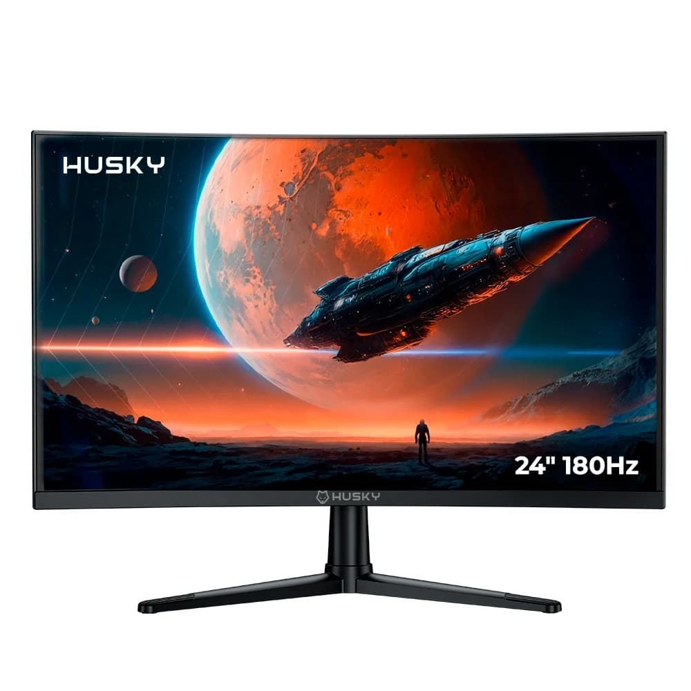 Monitor Gamer Curvo Husky Boreal 24", FHD, 180Hz, 1ms, Adaptive Sync, VA, DisplayPort e HDMI, HDR - HMG00424PT