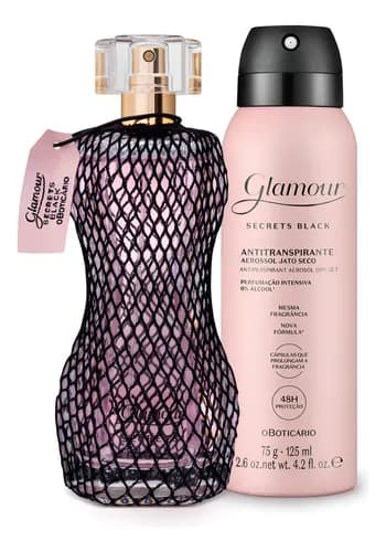 Glamour Secrets Black Colônia Feminina 75ml + Antitranspirante