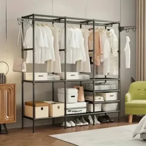 Cabideiro Arara Organizadora De Roupas Closet Armário Preto