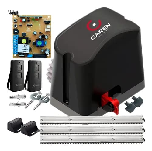 Kit Motor Portao Eletronico Garen 1/4hp 400kg 2controles 3m