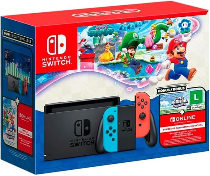 Bundle Nintendo Switch Super Mario Bros. Wonder + 3 Meses de Assinatura Nintendo Switch Online
