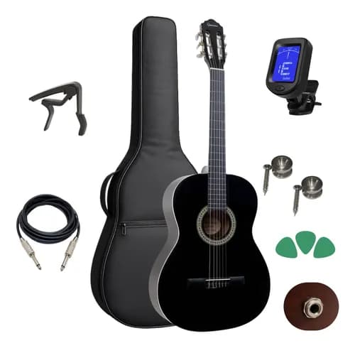 Violão Elétrico Giannini Nylon Clássico N-14 Bk Kit Completo Preto