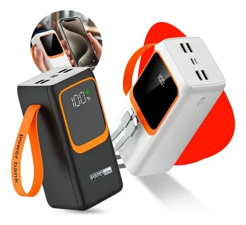 Power Bank Turbo Carregador Portátil 50.000mah Digital Usb Rápido Display Digital Branco Ou Preto - Marca Hardline