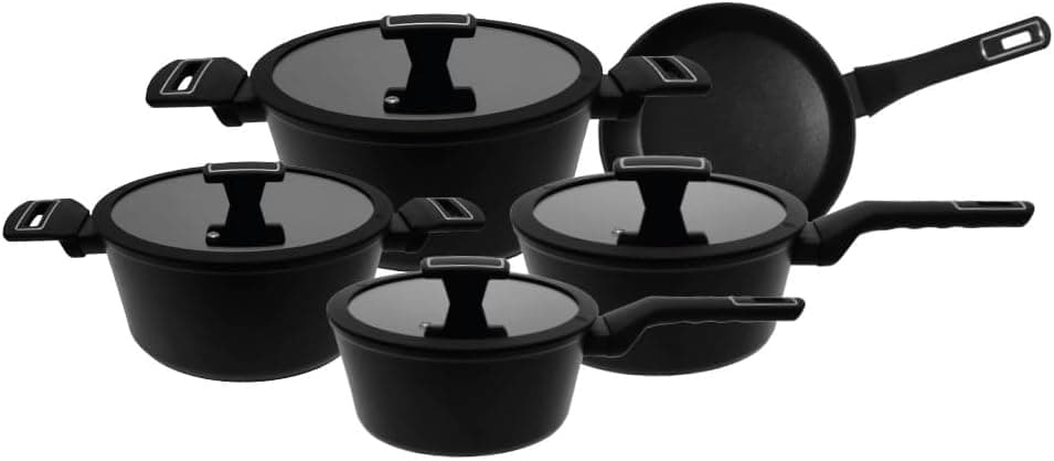 Haüskraft -Jogo de panelas Manhattan preto 5 peças